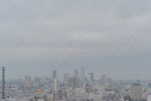 東京都文京区後楽園から見る曇りの日の東京の夕景 © zu_kuni
