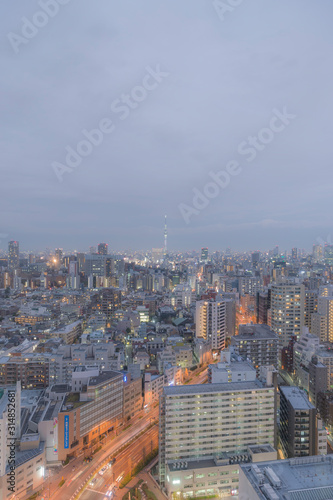 東京都文京区後楽園から見る東京の夜景