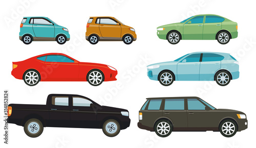 Autos, Limousinen und SUV-Fahrzeuge, Illustration