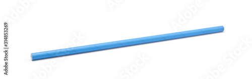 Blue drinking straw isolated on white