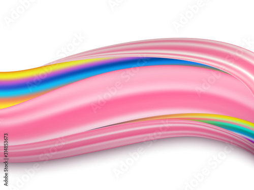 Squeezed out toothpaste or cream smear, multicolored smooth creamy texture isolated on white background, abstract background for cosmetic or culinary design