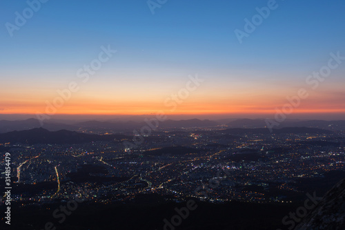 Seoul City Skyline at Sunrise South Korea.