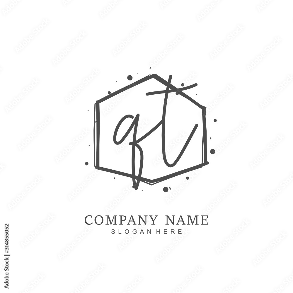 Handwritten initial letter Q T QT for identity and logo. Vector logo template with handwriting and signature style. Handwritten initial letter Q T QT for identity and logo. Vector logo template with handwriting and signature style.