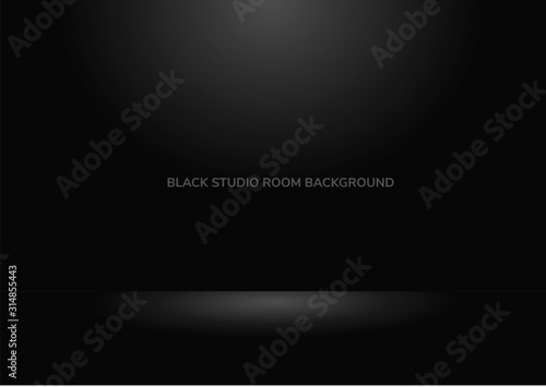 Abstract black background Studio room backdrop well for background.