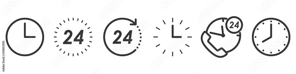 Set of Time and Clock icons in thin line style Set of Time and Clock icons in thin line style