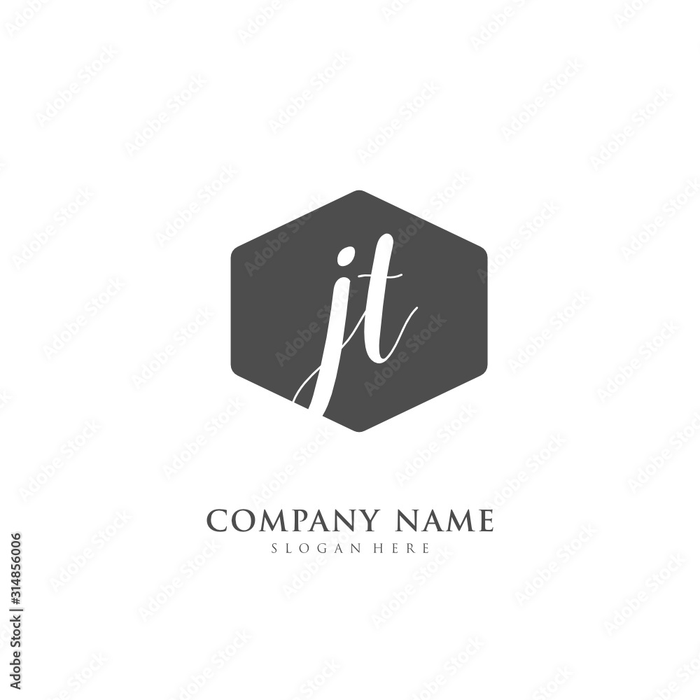 Handwritten initial letter J T JT for identity and logo. Vector logo template with handwriting and signature style. Handwritten initial letter J T JT for identity and logo. Vector logo template with handwriting and signature style.