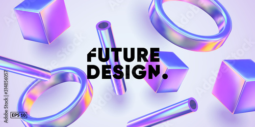 3D background with gradient geometric shapes. Eps10 vector.