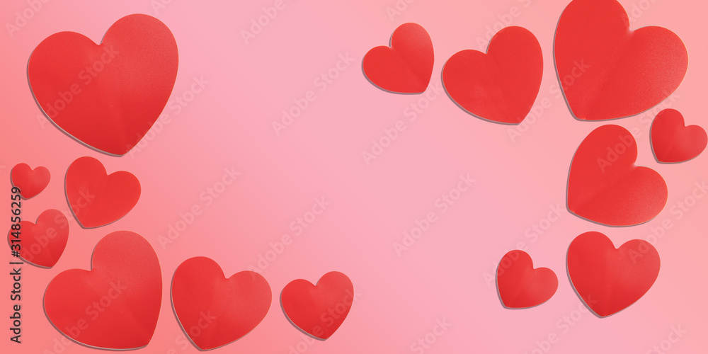 valentine's day background with paper hearts