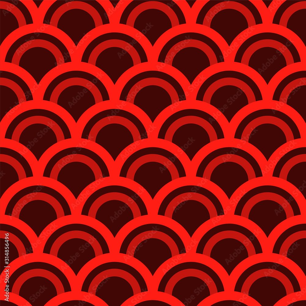 Seamless pattern ocean waves, Chinese New Year theme, red and black color. Seamless pattern ocean waves, Chinese New Year theme, red and black color.