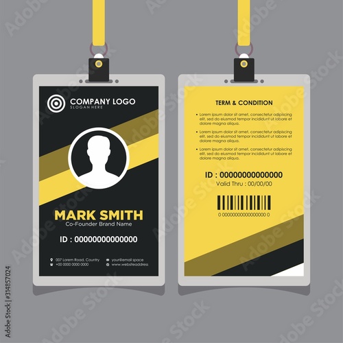 Yellow Id Card Design Template Vector Image