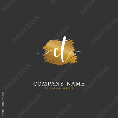 Handwritten initial letter E T ET for identity and logo. Vector logo template with handwriting and signature style.