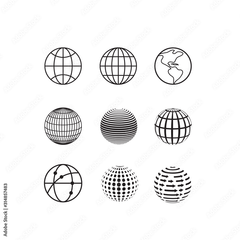 globe icon set globe icon set