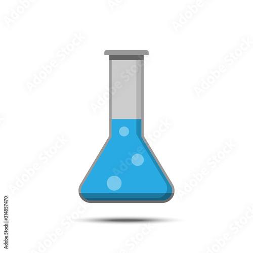 Chemical bottle flat icon on white isolated background