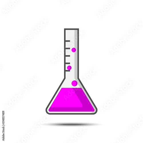 Chemical bottle flat icon on white isolated background
