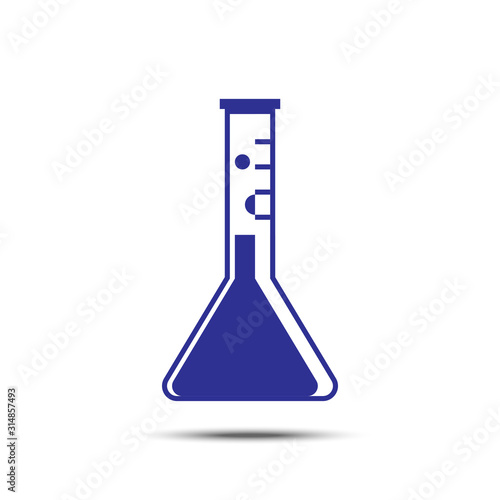 Chemical bottle flat icon on white isolated background