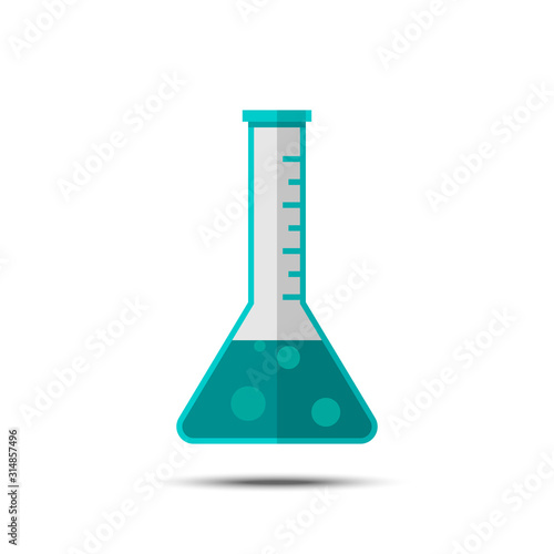 Chemical bottle flat icon on white isolated background