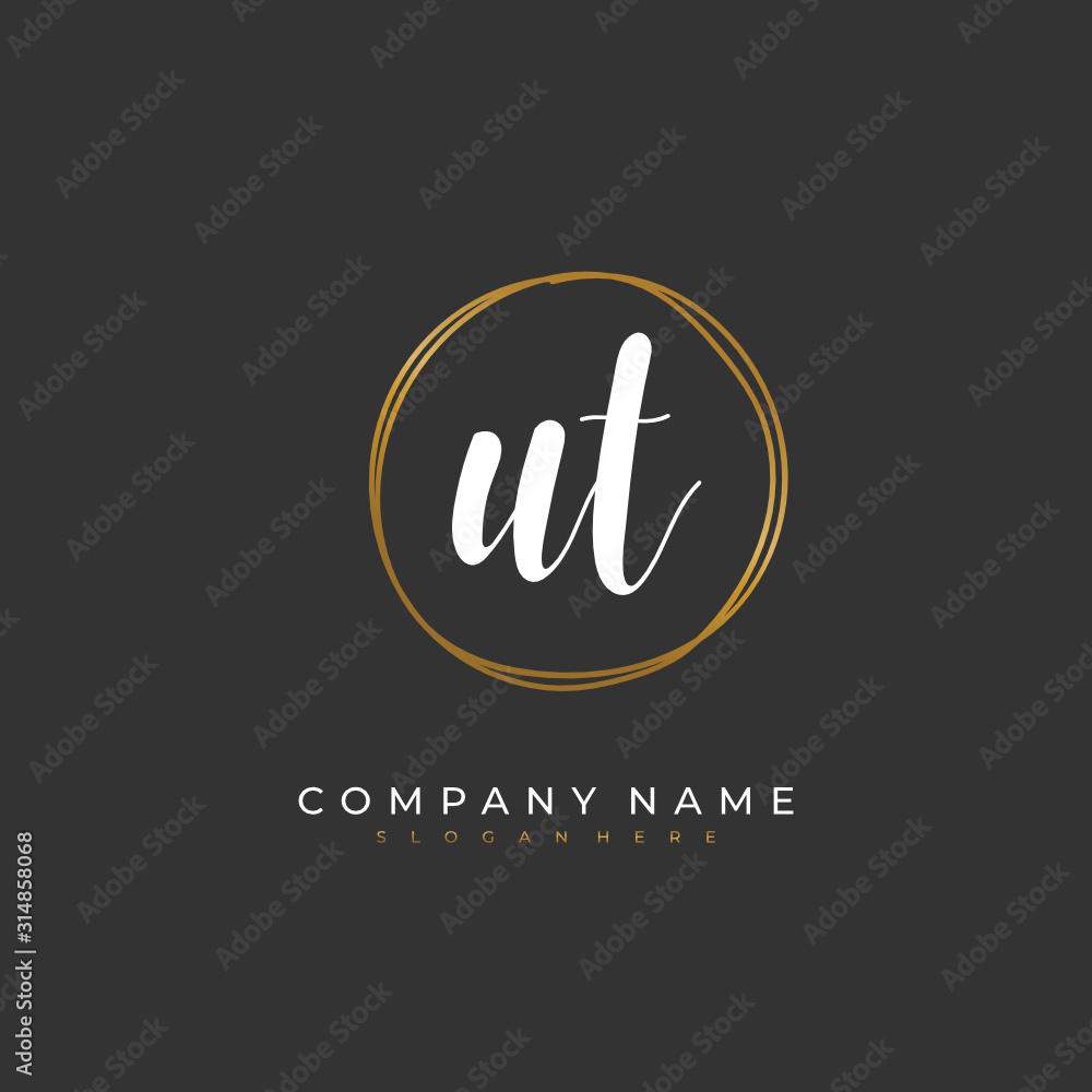Handwritten initial letter U T UT for identity and logo. Vector logo template with handwriting and signature style. Handwritten initial letter U T UT for identity and logo. Vector logo template with handwriting and signature style.