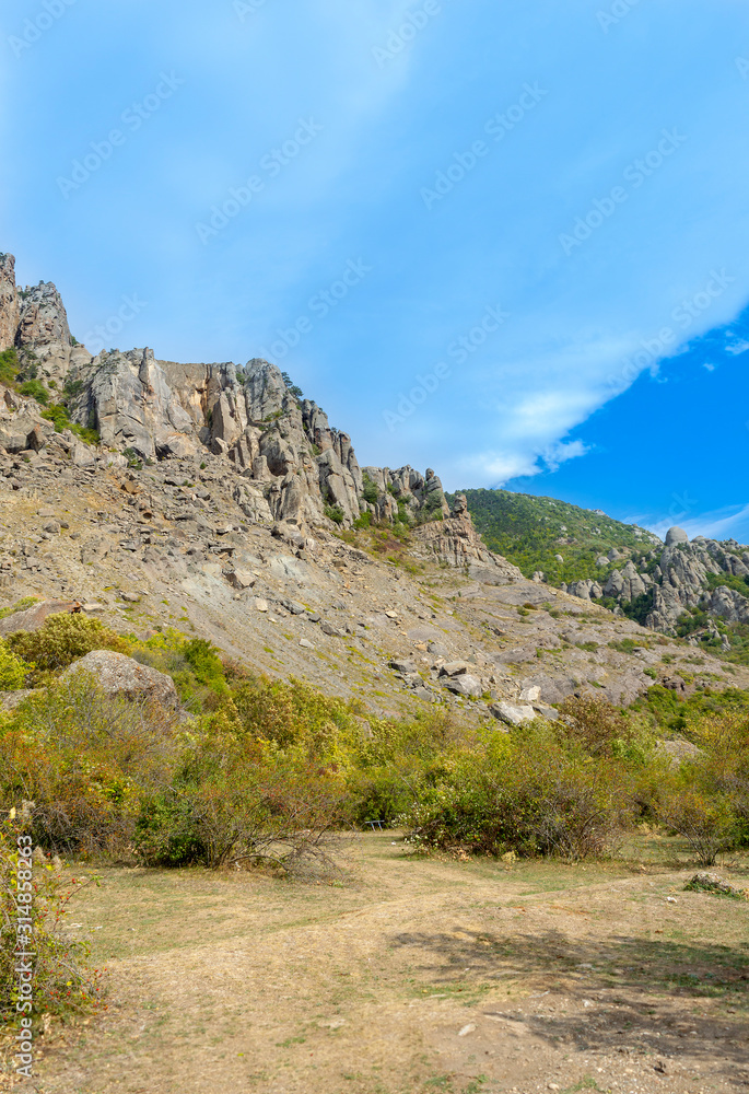 Mountain landscape, Crimea, Russia. Demerdji mountain. This place is a natural tourist attraction of Crimea