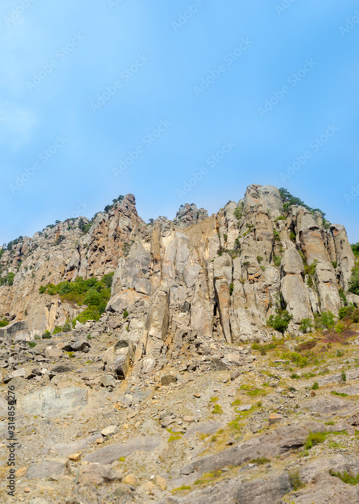 Mountain landscape, Crimea, Russia. Demerdji mountain. This place is a natural tourist attraction of Crimea Mountain landscape, Crimea, Russia. Demerdji mountain. This place is a natural tourist attraction of Crimea