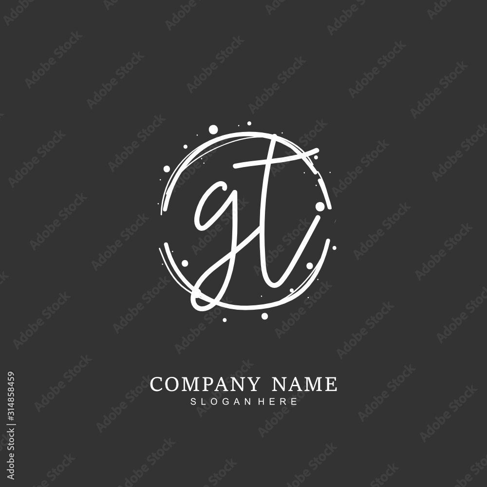 Handwritten initial letter G T GT for identity and logo. Vector logo template with handwriting and signature style. Handwritten initial letter G T GT for identity and logo. Vector logo template with handwriting and signature style.