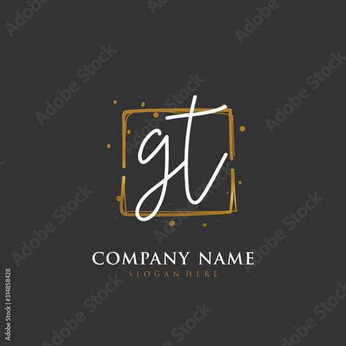 Handwritten initial letter G T GT for identity and logo. Vector logo template with handwriting and signature style. © D'Graphic Studio