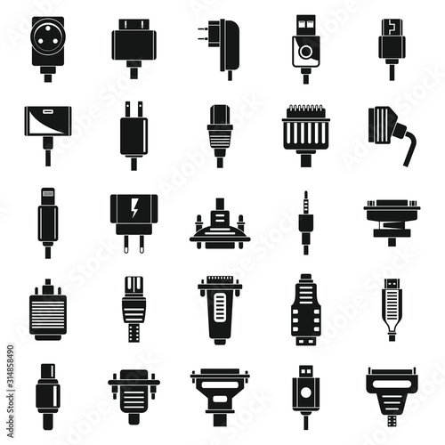 Adapter cable icons set. Simple set of adapter cable vector icons for web design on white background
