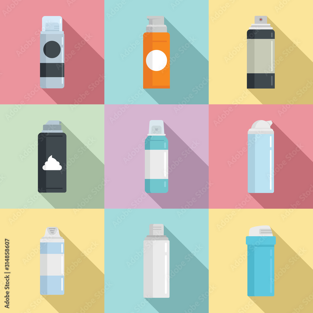 Shaving foam icons set. Flat set of shaving foam vector icons for web design Shaving foam icons set. Flat set of shaving foam vector icons for web design