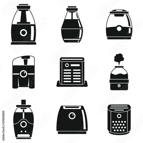 Climate air purifier icons set. Simple set of climate air purifier vector icons for web design on white background