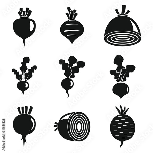 Beetroot icons set. Simple set of beetroot vector icons for web design on white background