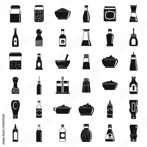 Condiment sauce icons set. Simple set of condiment sauce vector icons for web design on white background