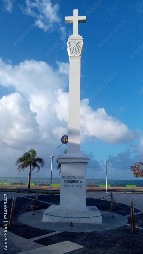 Monument commemoration of Christopher Columbus discovering Puerto Rico