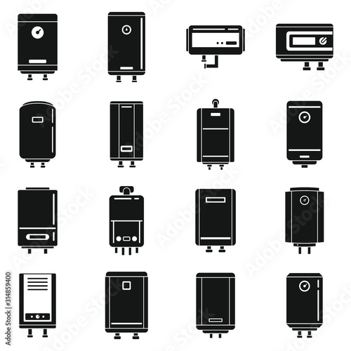 Boiler gas icons set. Simple set of boiler gas vector icons for web design on white background