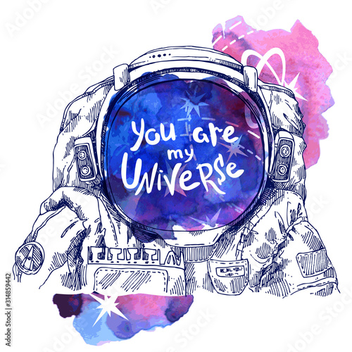 Astrounaut helmet sketch . Hand drawn vector illustration. Perfect for print for t-shirt, poster