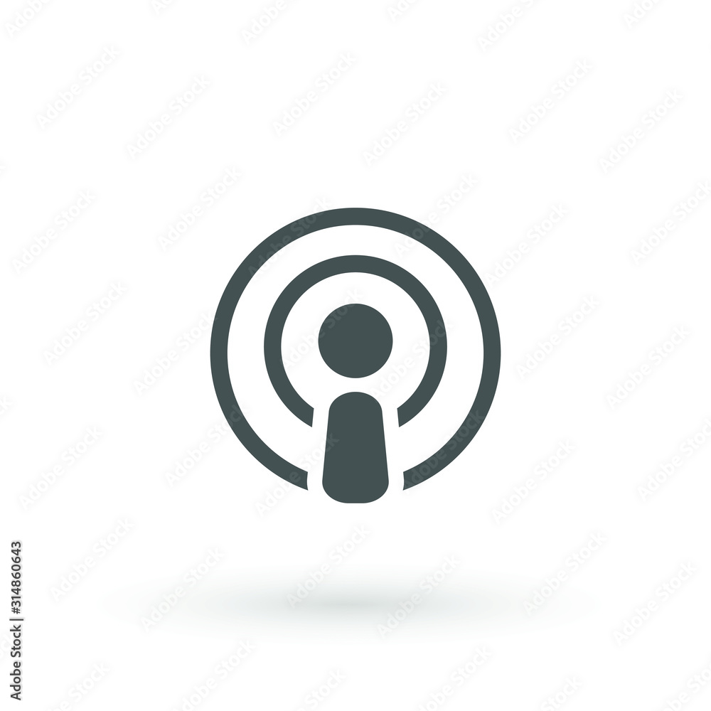 Podcast icon flat design. Podcast Icon. Broadcasting Illustration As A Simple Vector Sign Trendy Symbol for Design, Websites, Presentation or Application. Vector illustration. Podcast icon flat design. Podcast Icon. Broadcasting Illustration As A Simple Vector Sign Trendy Symbol for Design, Websites, Presentation or Application. Vector illustration.