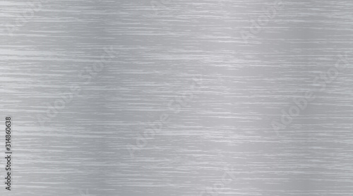 Vector texture of aluminum. Background metal brushes with shiny light. White and grey steel material wallpaper. EPS 10 illustration.