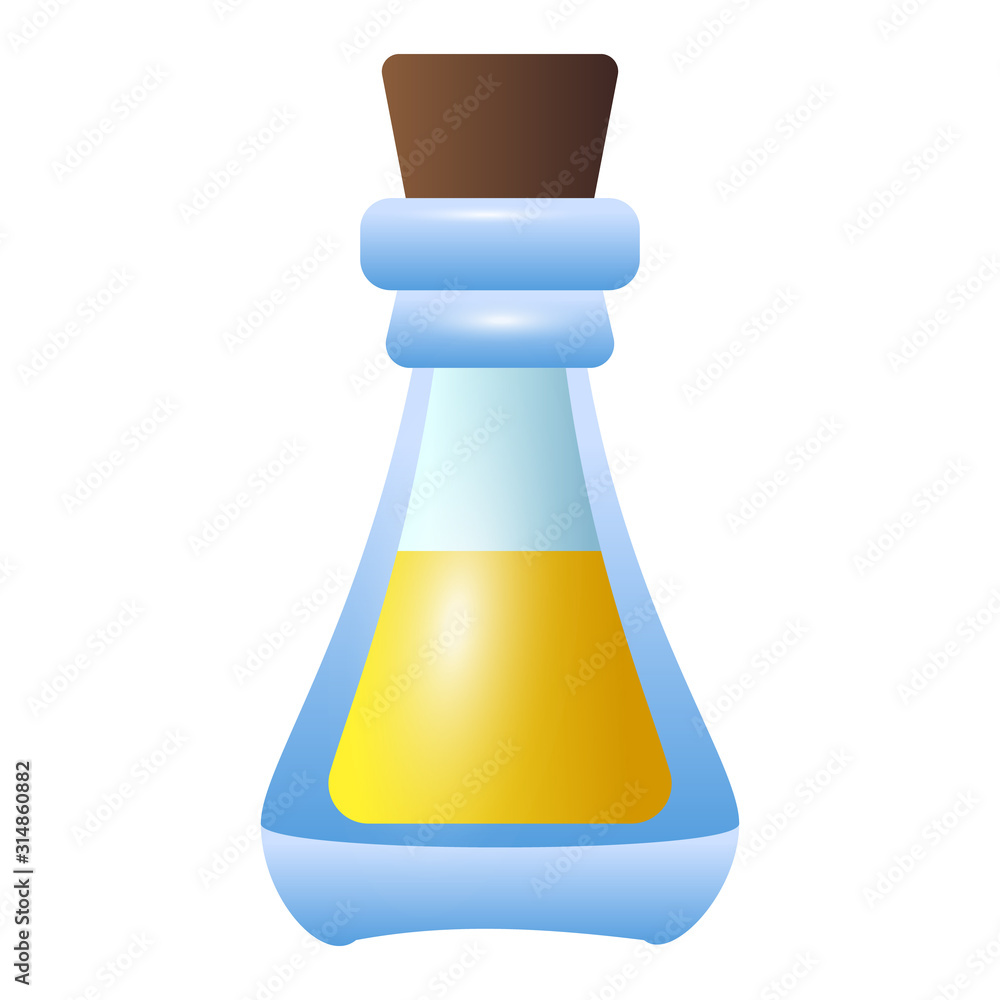 Yellow bottle potion icon. Cartoon of yellow bottle potion vector icon for web design isolated on white background Yellow bottle potion icon. Cartoon of yellow bottle potion vector icon for web design isolated on white background