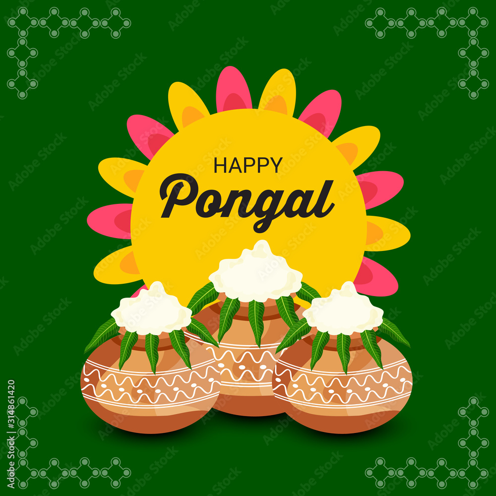 Φωτογραφία Vector illustration of a Background for Happy Pongal Holiday Harvest Festival of Tamil Nadu South India