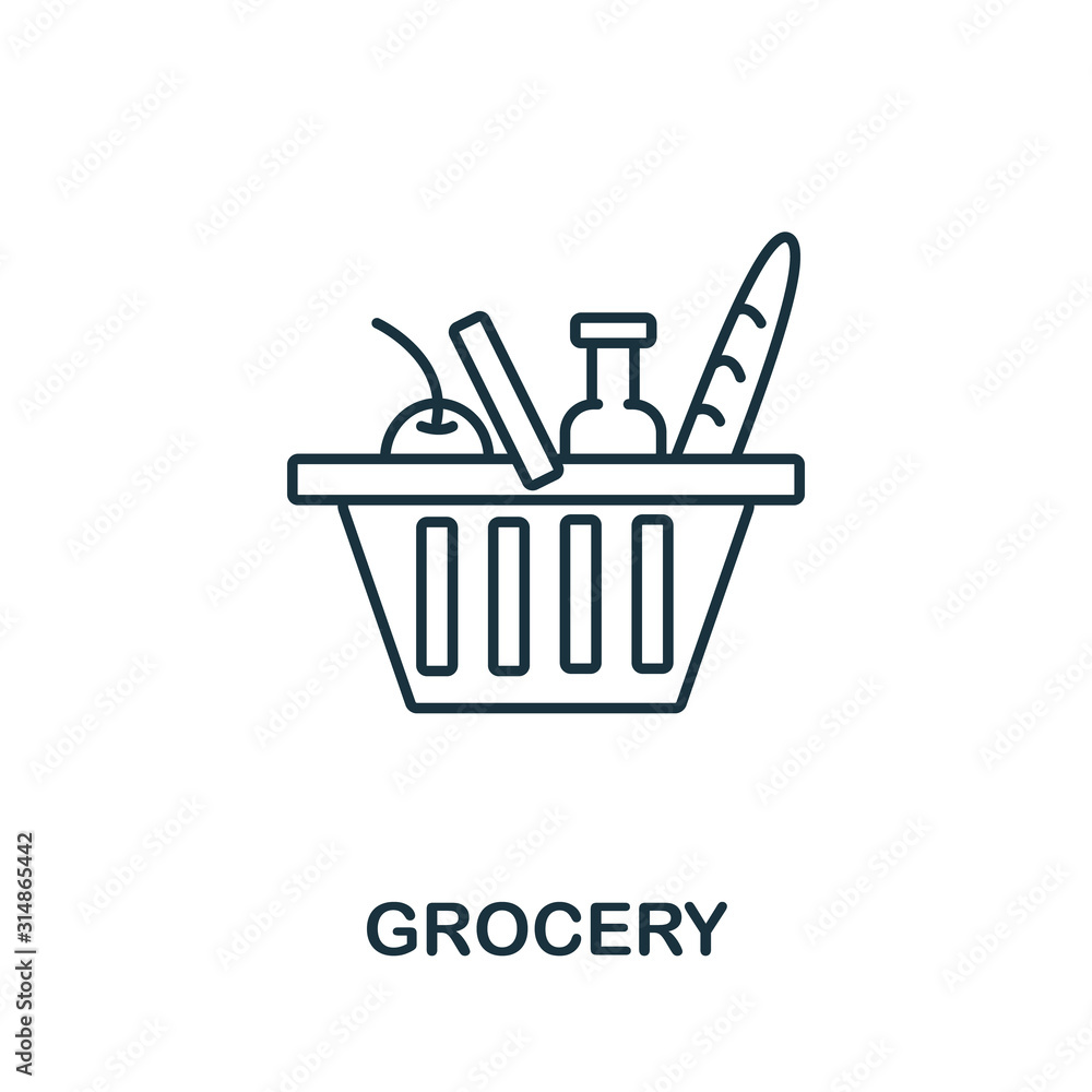 Grocery icon. Line style symbol from shopping icon collection. Grocery ...