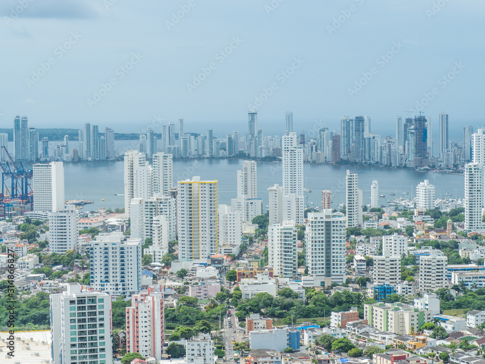Naklejka premium Panoramiczny widok na Cartagena de Indias - Kolumbia