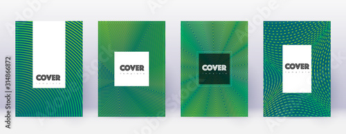Hipster brochure design template set. Green abstra