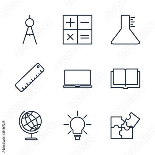 Set Education icon template color editable. back to school pack symbol vector sign isolated on white background illustration for graphic and web design.