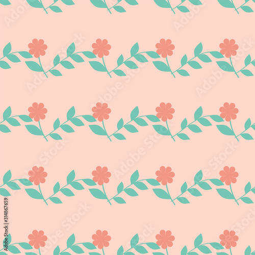 Seamless floral pattern with flowers. Beautiful vintage pink background with flowers and leaves. 