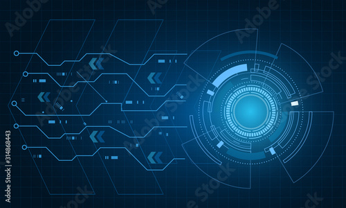 Futuristic technology abstract template , innovative virtual user interfaces , HUD , arrow speed, background vector