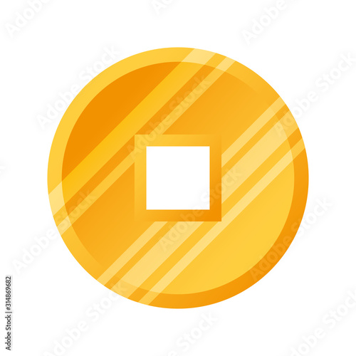 golden coin feng shui isolated icon vector illustration design