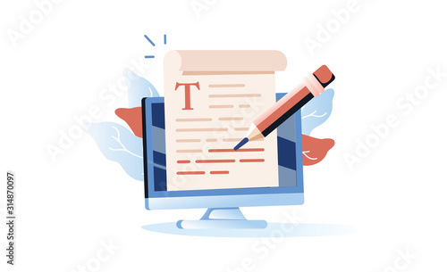 Online education, creative writing and storytelling, copywriting concept, editing text document, distant learning