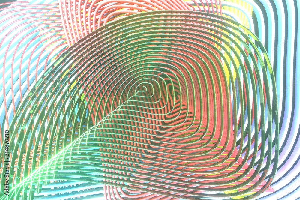Illustrations of twirl, circle lines for graphic design or wallpapers. 3D render.