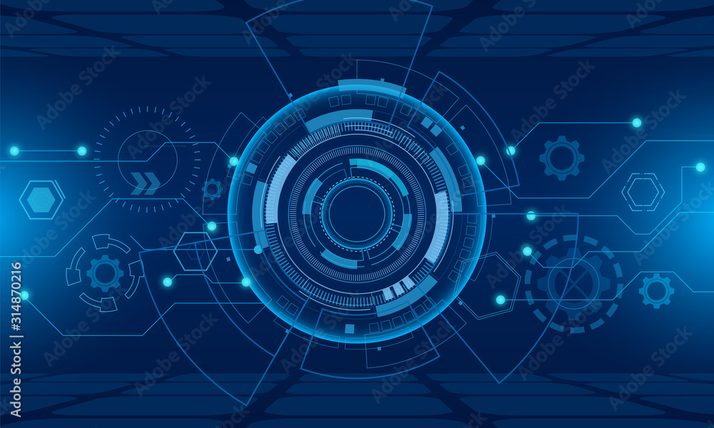 Obraz premium Sci fi futuristic user interface, HUD, Technology abstract background , Vector illustration. 