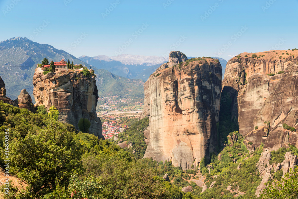 The Meteora -  rock formation in central Greece. Largest and most famous built complexes of Eastern Orthodox monasteries.
