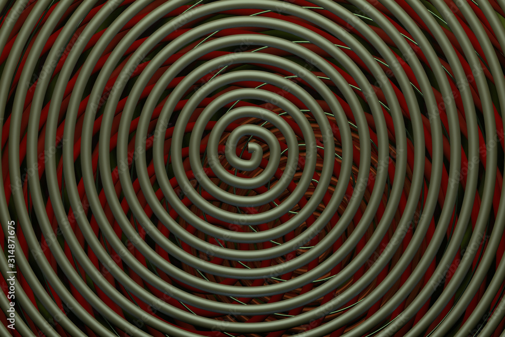 Obraz premium Circle lines, twirl for design texture, background. 3D render.