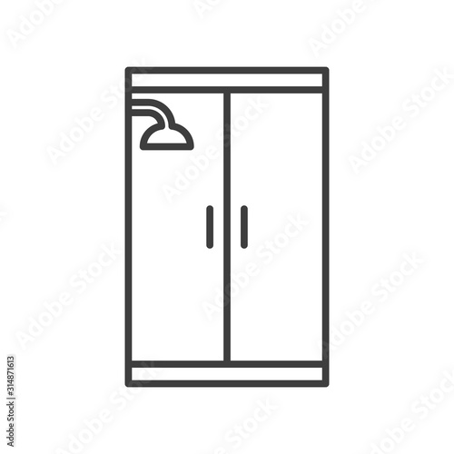 Shower stall icon. Linear minimalist design. Isolated vector on a white background